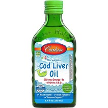 미국직구 칼슨 - 키즈 코드오일 550mg 오메가-3 비타민 A&D3 야생 포획 노르웨이 북극 코드오일 가능 소스 노르딕 피쉬 오일 그린 애플 250mL(8.4Fl Oz), 상세참조, 수량