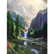 폭포수 보석 십자수 그림 풍경 폭포 수공예품 홈 장식 자수, 50x40cm 사각 비트(드릴), 5232