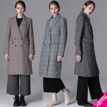 [르오트] 클래식 하운드체크 더블 코트