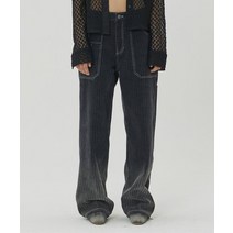 [빠른출고]/메종미네드 [무료반품] (W) STRIPE GRADATION WIDE DENIM PANTS - D/GREY