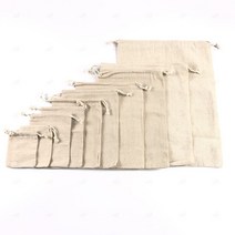 린넨 무지 면 천 마 주머니 파우치 이너백 더스트백 조리개 스트링 20x25cm