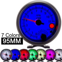 95mm 자동차 타코미터 게이지 0-11000 RPM 7 색 LED 디스플레이 1/2/3/4/5/6/375 실린더 12V 용 7/8 인치, 4D