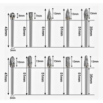 텅스텐 카바이드 로터리 버 세트 3시까지 당일발송 드레멜 로타리바 1/8 인치 샹크 나무 조각 비트 절단 Burrs 도구 그라인더 드릴링 조각, B