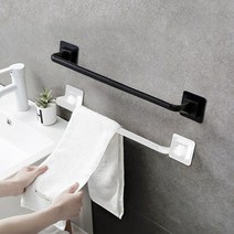 헬로요니 벽에부착 욕실 수건걸이 타올 수납 욕실용품, 1개, 검정색 대형