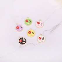 짱패브릭 메탈 원형 립앤립스틱 팬던트 참장식, 라일락