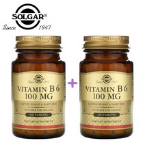 (1+1) 솔가 비타민B6 100mg 피리독신 solgar 메타볼리즘 비건 100 타블렛 2팩