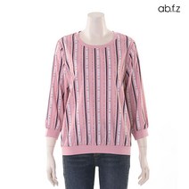에이비에프지(ab.f.z) 컬러 라인 체크 R넥 블라우스