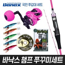 영상낚시 바낙스 챔프 쭈꾸미낚시세트 (낚시대+릴+에기5개+채비+합사) 국민쭈갑대