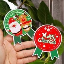 피크닉앤패키지 크리스마스선물포장산타포장봉투, xmas메달스티커, 6개