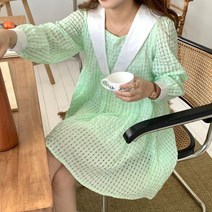 핫핑크원피스 플레어스커트 부클 브이넥 쉬폰 휴양지 빅카라