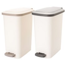 마이스타일 직사각 원터치 페달 휴지통, 베이지