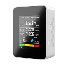 미세먼지측정기 공기질측정기 초미세먼지측정기 co2 meter co2 detector 다기능 온습도계 홈 지능형 가스 분석기 가정용 디지털 대기 오염 모니터, 하얀