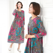 여성 엄마옷 페이즐리기모 원피스홈웨어 FHO910304 마담/미시옷/중년여성의류/빅사이즈/40대/50대/60대여성옷