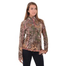 Realtree 여성용 1/4 지퍼 퍼포먼스 셔츠