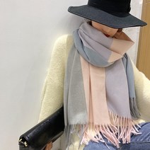프린스타 2022 새로운 양면 격자 무늬 겨울 여성 캐시미어 스카프 Pashmina Shawls 및 랩 Foulard Hijab 양