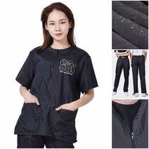 미용사 강아지 반려동물 미용 선생님 직원 유니폼 단체 티셔츠 바지 유니품, 비숑반팔XL