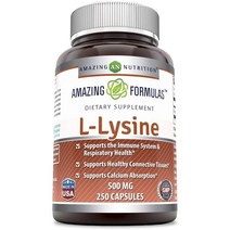 어메이징뉴트리션 포뮬러 L-리신 500mg 캡슐, 250개입, 1개