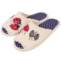 나비 네이비 레이스 면실내화 더블패드 이중쿠션 거실화 슬리퍼 실내화 덧신 퀼트 패브릭 거실슬리퍼 층간소음, MF504나비네이비, 1개