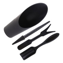 4pcs 정원 재배자 키트 DIY 파종 삽 스코프 버킷 스푼 다육 식물 묘목 도구 분재 비료 시추 장치, 검은색