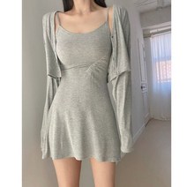 웨딩촬영커플룩 돌잔치엄마원피스 예복원피스 A 라인 드레스 새로운 2022 여성 한국 패션 봄 여름 드레스 정장 + 탑 2 피스 세트 매치 미니 로브 vestidos s