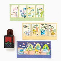 바이오로드 전통 책 미니 병풍 만들기 3종 전통 민화 색칠 공부+사은품 스티커, 호작도+스티커증정