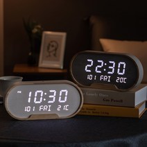 플라이토 우드 타원 LED 인테리어 탁상시계, 밀크화이트