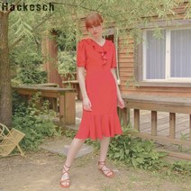 하케쉬 Sweet Ruffle Dress Strawberry