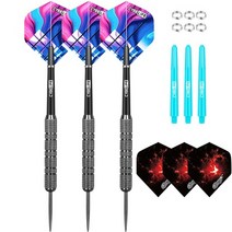 해외 CyeeLife 스틸 다트 202428g 금속 스프링 O 링 6 PVC 샤프트 추가 비행 초보자를 위한 3PCS 하우스, 24g Sliver Barrels, CHINA