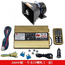 미니큐브 싸이렌 앰프 12v24v 스피커 세트 클락션 경적 개조 카뷰레터 탑재 경찰차 렉카차 사이렌 뽁뽁이, F_300w 세트