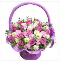 장미20송이혼합꽃바구니4 축하 생일 어버이날 프로포즈, 케이크(소)