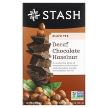 스태쉬티 홍차 디카페인 초콜릿 헤이즐넛 36g 18티백 Stash Tea Black Tea Chocolate Hazelnut Decaf, 1팩