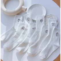 귀여운양말 흰 예쁜 여성 중목 학생 양말 8켤레 세트
