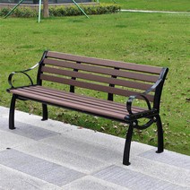 공원벤치의자 야외 흡연실 옥상 나무 긴 등받이 벤치, 어두운갈색 - 1.2m