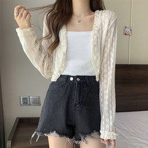 프렌치 소프트스타일 레이스 러플 펀칭 긴 소매 레쉬 셔츠 탑블라우스 여성 숄 여름 배합 치마