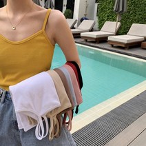 코지23 / 여자 봄 여름 데일리 이너 파스텔톤 깔끔한 골지 나시