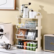 커피보관함 약 미니 서랍 믹스커피보관함 서랍수납함 탕비실 믹스커피 인테리어 티박스 수납함, 상세 페이지 참고, 크림옐로우 3겹