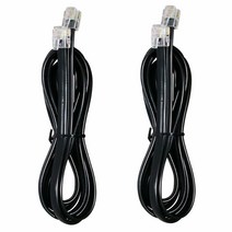 URBEST 전화선 2팩 6.6피트 RJ12 6P6C 데이터 케이블 수단자 2미터/78인치 모듈러 데이터 코드 (6.6피트 블랙)