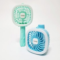 루시아 충전식 핸디선풍기(1+1) 접이식 미니 여름, 블루＋그린, 핸디팬