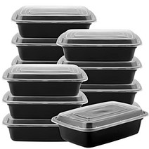 Fyess 12팩 947.2g(32온스) 일회용 플라스틱 도시락 상자 구획 식사 준비 용기 뚜껑 포함 점심 식품 등급