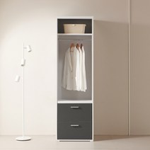 동서가구 이즈 데이브 1200 긴옷행거 슬라이딩 옷장, 07_600 서랍 오픈 옷장 IFO137, 화이트-그레이