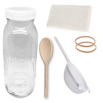 Jarming Collections Complete Kefir Starter Kit/Kombucha Fermentor Kit-1 Mason Jar Wide Mouth-Plastic, 1