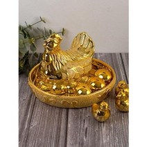 황금 골드 알 닭(소/대)도자기 장식 개업선물 입주선물 인테리어 장식소품, 대