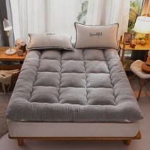 인성 양털 극세사 토퍼 두꺼운 겨울 자가 발열 토퍼매트리스 매트 침대 이불 패드, 그레이