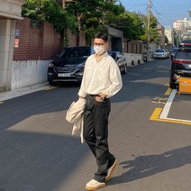 모룸 남자 블랙 와이드 코팅진 M1866