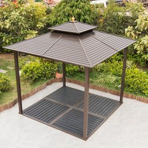 야외 정자 정원 조립식 원두막 마당 그늘막 쉼터, 2.5x2.5m 아연 도금 파빌리온