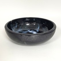 검은우주 일본그릇 면기 냉면기 우동기 비빔밥 샐러드볼 도자기 접시, 블랙, 1개