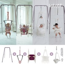 라라비 스윙점퍼 4in1 풀패키지 (점퍼루+그네+플레이시트+바운서), 스윙점퍼풀패키지_시슬리핑크, 아기그네_인디핑크, 스마크쿠션_퍼플
