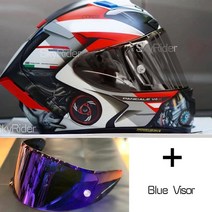바이크 부품 풀페이스 오토바이 헬멧 X14 화이트 뒤 라이딩 모토크로스 레이싱, 12 B with blue visor_01 M