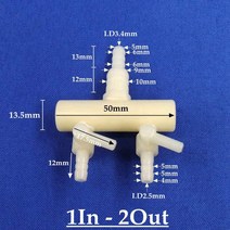 기포발생기 2pcs 4-8mm 수족관 물고기 탱크 공기 펌프 호스 분배기 산소 파이프 분배기 탄성 폭기 튜브 공기 흐름 제어 밸브, [01] 1 In 2 Out