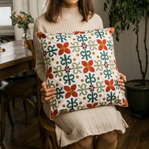 보헤미안 에스닉 포인트 인테리어 소파 쿠션 40 보타닉 레드